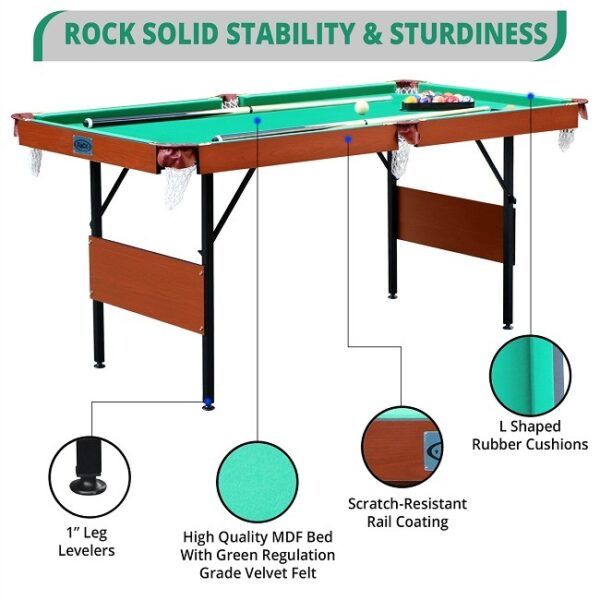 RACK Crucis 5.5-Foot Folding Billiard/Pool Table (Green) | RACK Pool Tables